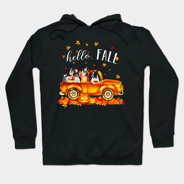 Frenchie Hello Fall - Frenchie In Car Pumpkin Halloween T-shirt Frenchie Autunm Gift Hoodie by kimmygoderteart